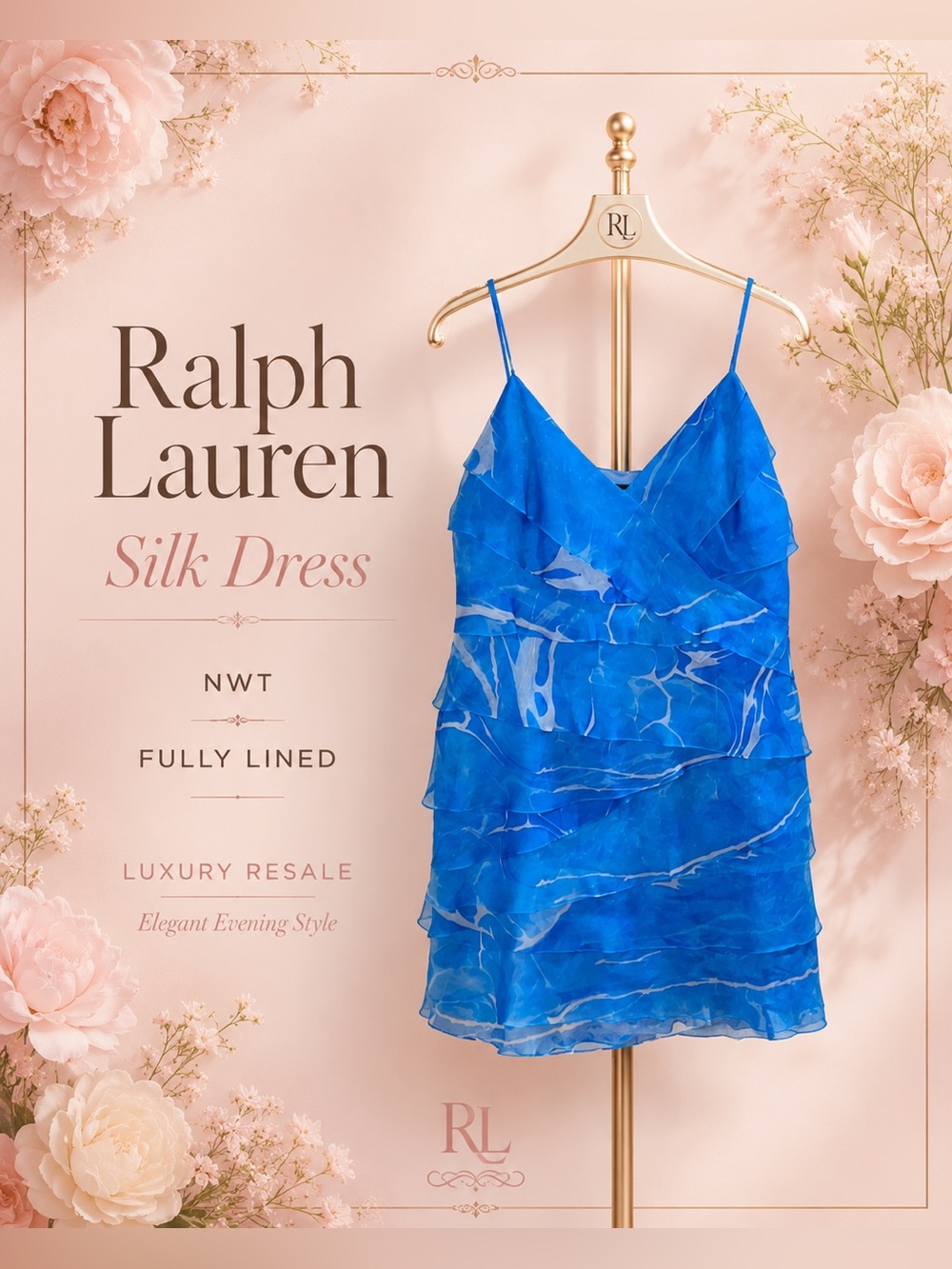NWT Ralph Lauren silk dress fully lined Retail $1400 TAGS ATTACHED ❤️
